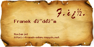 Franek Ádám névjegykártya